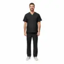 Classic Unisex 6 Pkt V-Neck Set (STYLE# 1010) - XXS, BLACK