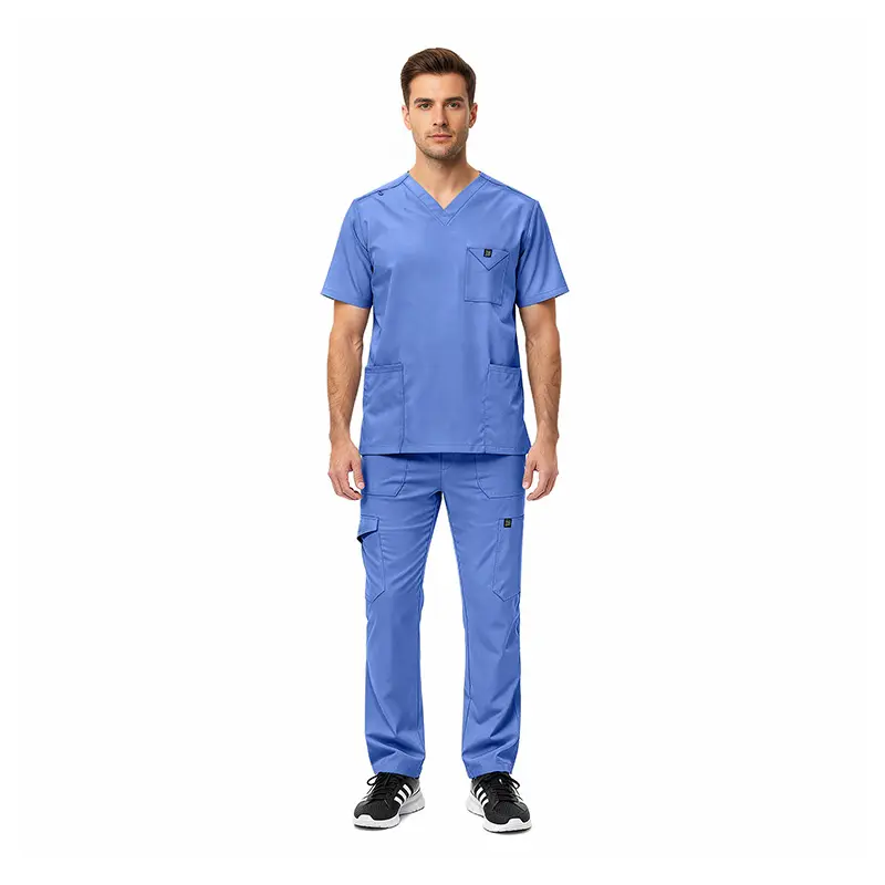 Mens Stretch Multi-Pocket Cargo Scrub Set (Style 3400Set)