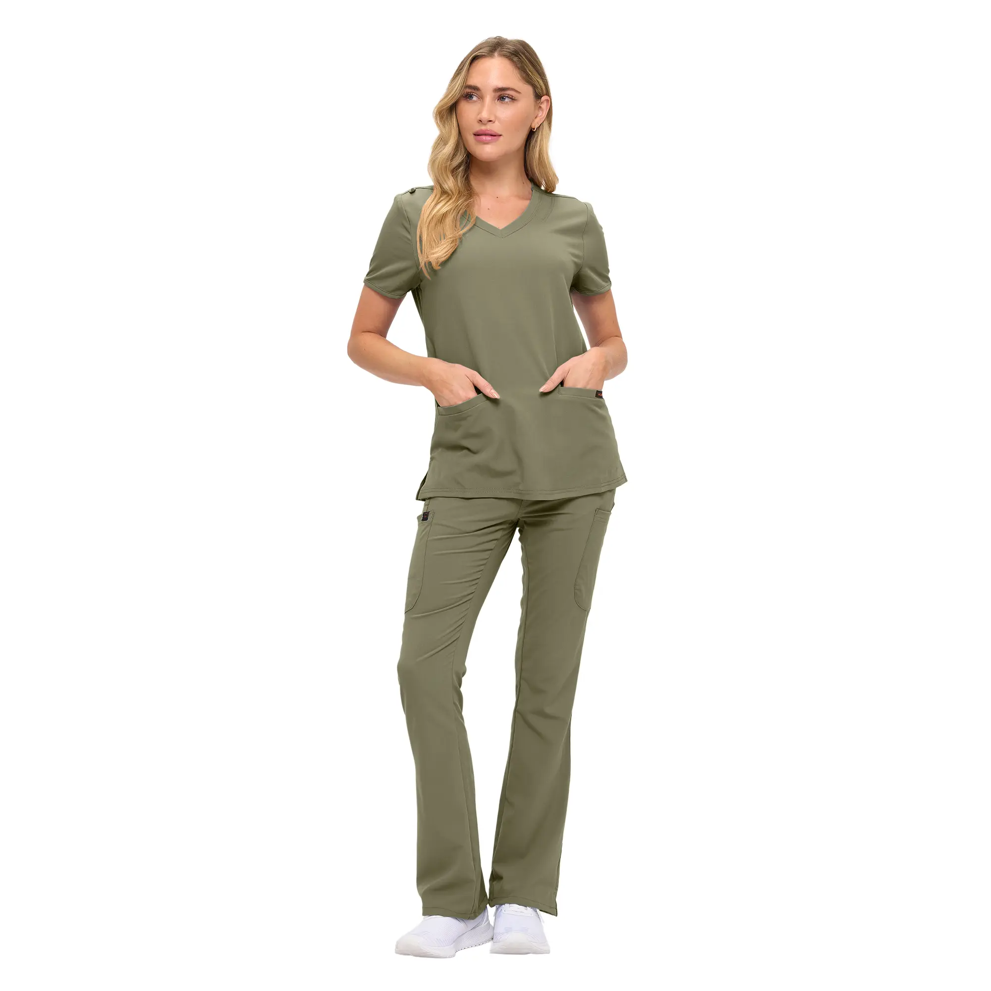 Women’s Scrub Set – Soft Stretch Fabric, Modern Fit Jogger Pants & Crew Neck Top (STYLE# 4402set)