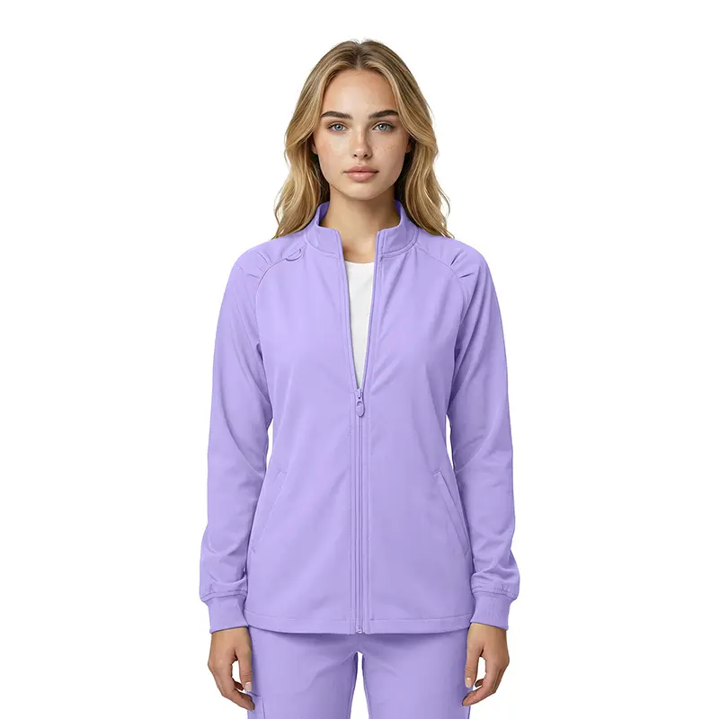 Women’s Zip-Front Raglan Warm-Up Jacket – 4-Way Stretch, Moisture-Wicking, Modern Fit–Medical Scrubs Jacket (STYLE 4081)